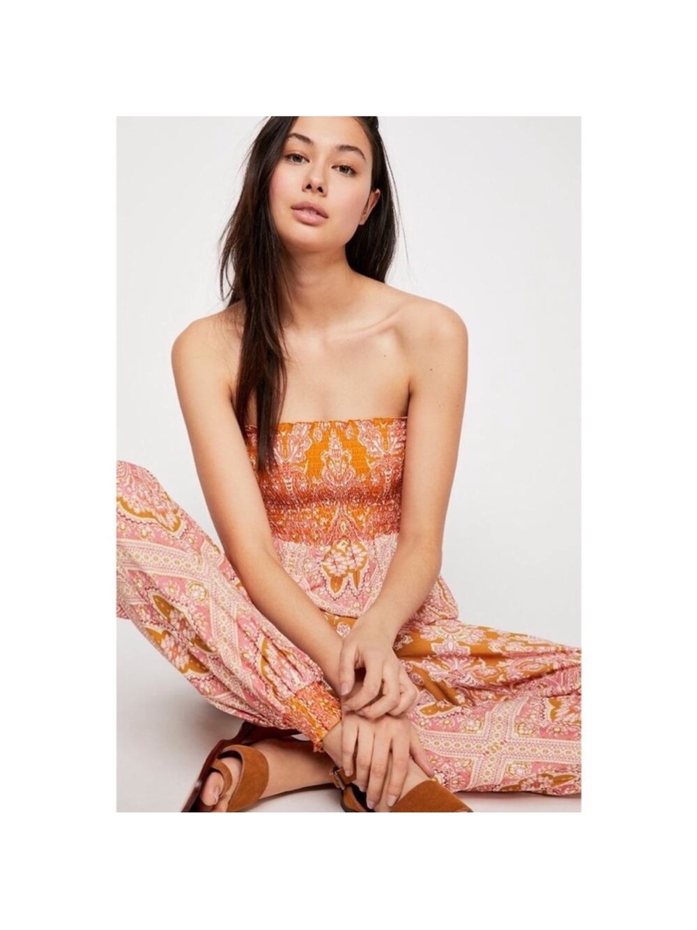 NWT Free People Thinking Of You Smocked Jumpsuit